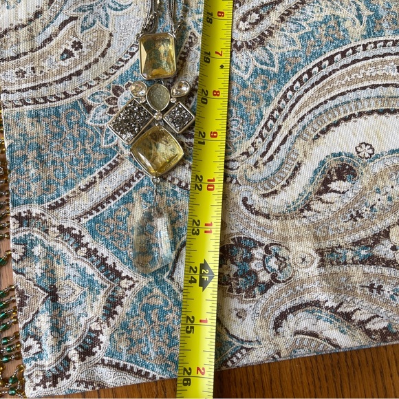 Chico’s long faceted citrine color & rhinestone Druzy necklace - Picture 7 of 7